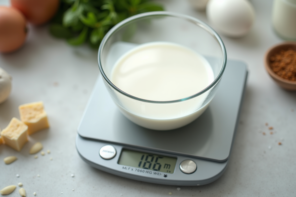 Balance de cuisine numérique avec bol de lait de 200 ml