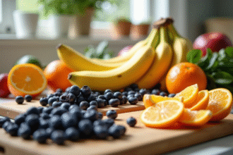 Plan de cuisine lumineuse avec fruits frais B