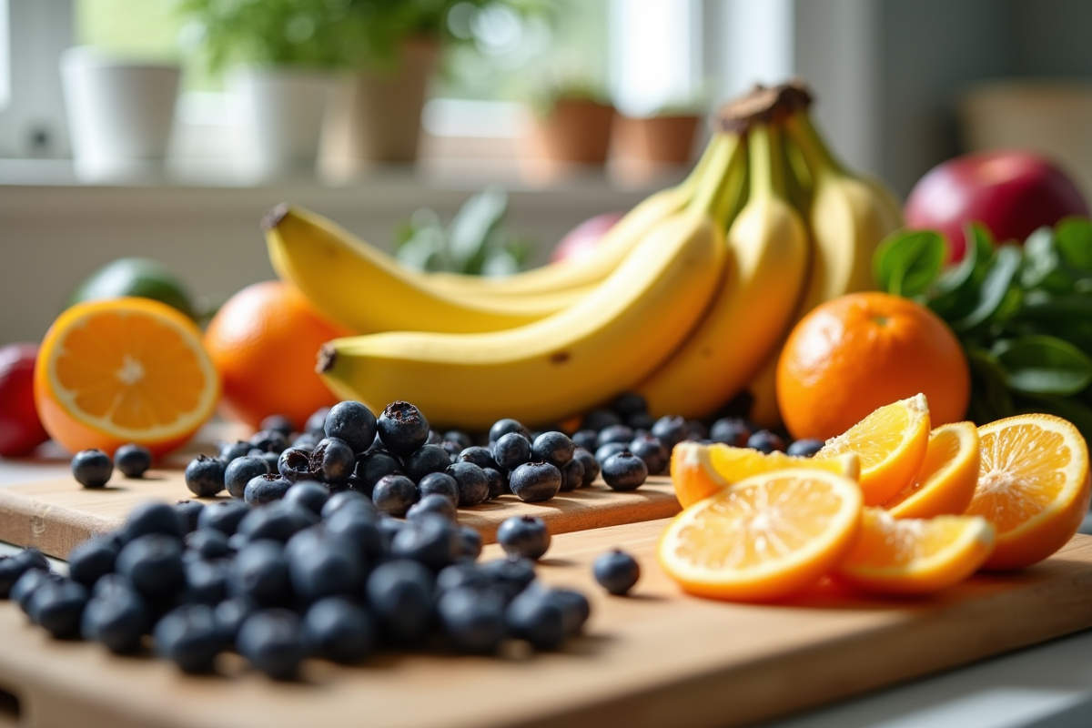 Plan de cuisine lumineuse avec fruits frais B