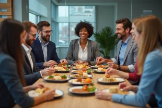 Plateau repas varié et équilibré pour une pause déjeuner au bureau