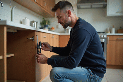 Homme d'âge moyen compare deux siphons dans la cuisine