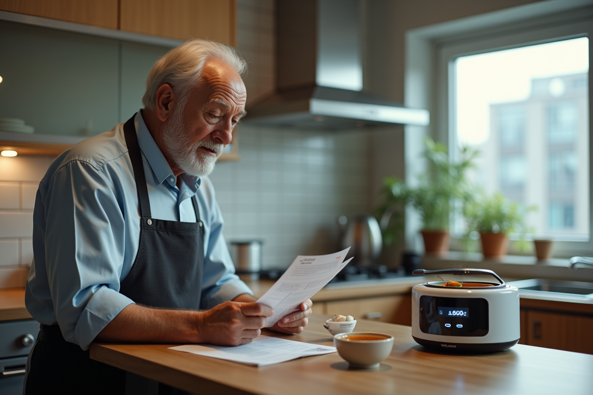 Homme âgé vérifiant sa facture d