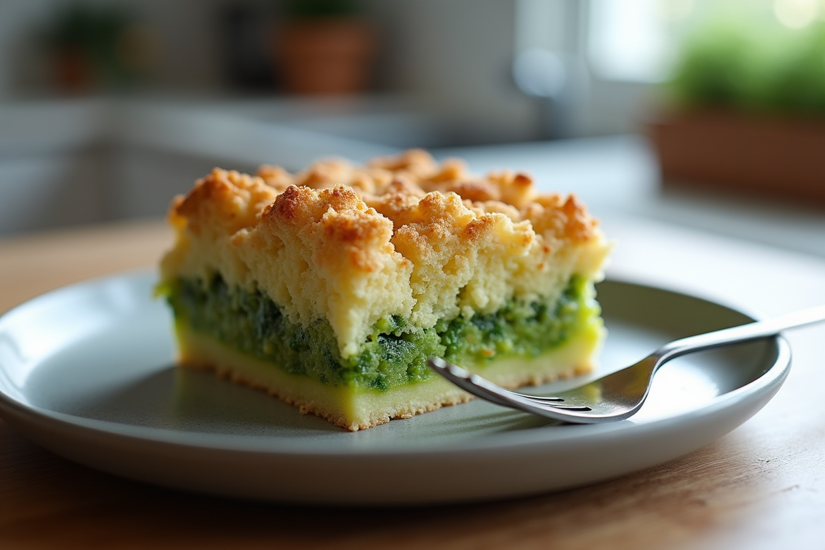 Part individuelle de crumble de courgette avec une fourchette