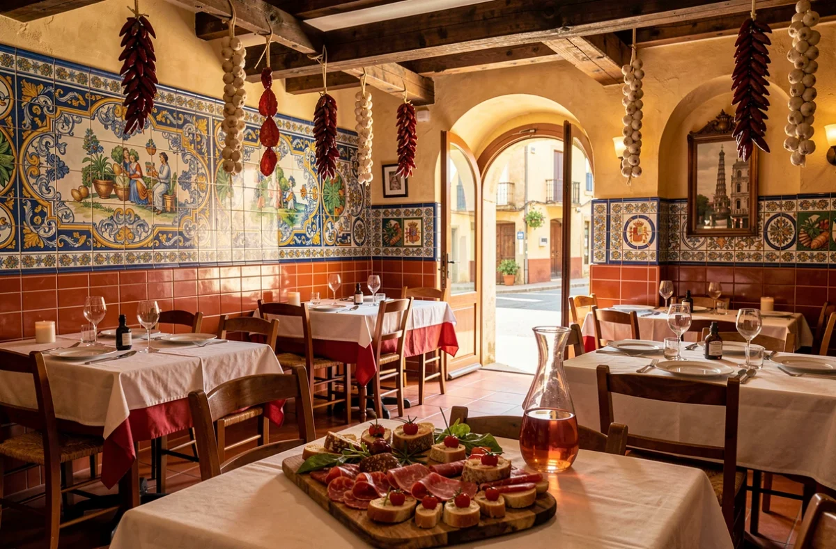 Salle colorée du restaurant Sa Botiga à Perpignan mêlant influences catalanes et italiennes
